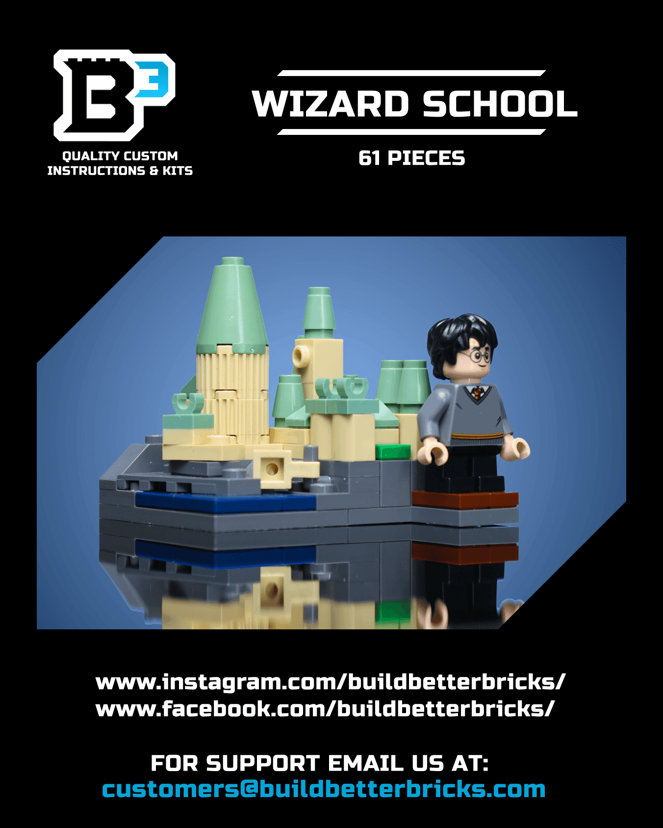 Custom Mini Wizard's School with Harry Potter Minifigure -