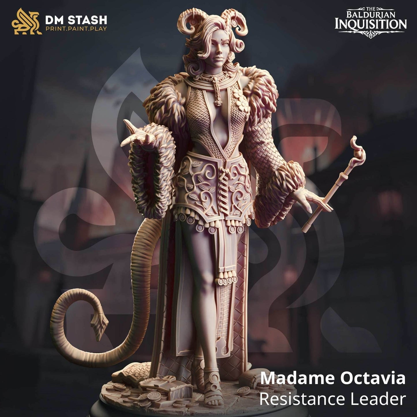 Madame Octavia, Resistance Leader (Female Tiefling Warlock) - 32mm Scale