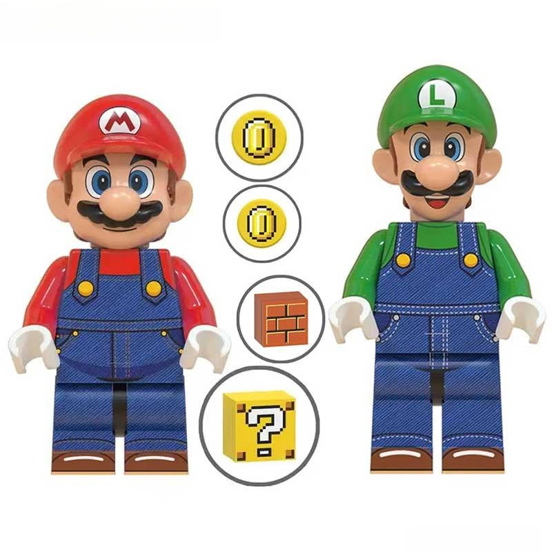 Mario Brothers Movie & Luigi set of 2 Super Mario Lego Minifigures