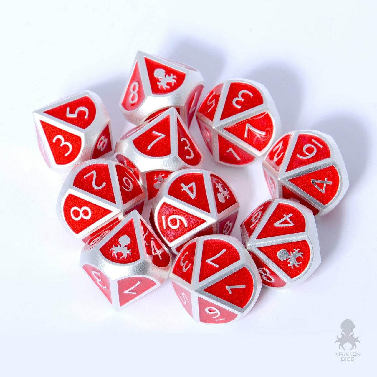 Kraken 10pc Dark Prince Metal d10 Dice Set for RPGs -