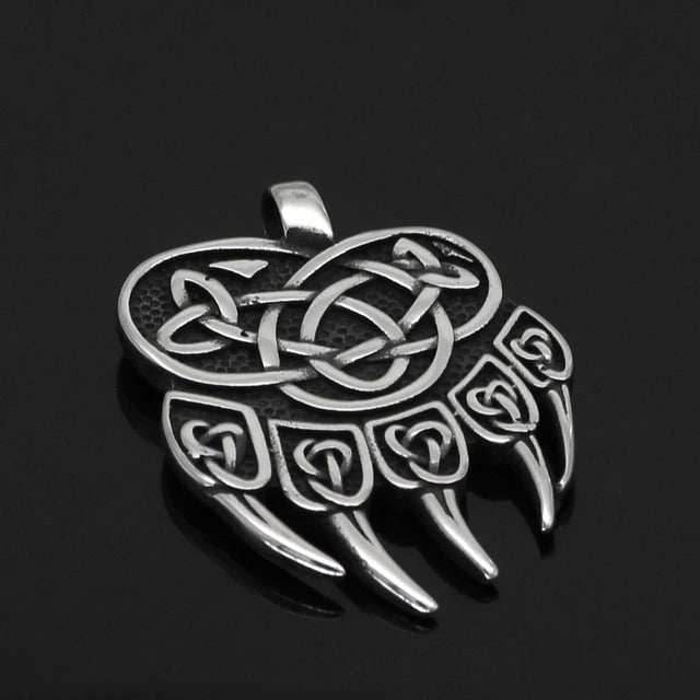 Vikings Wolf Paw Valknut Stainless Steel Necklace -