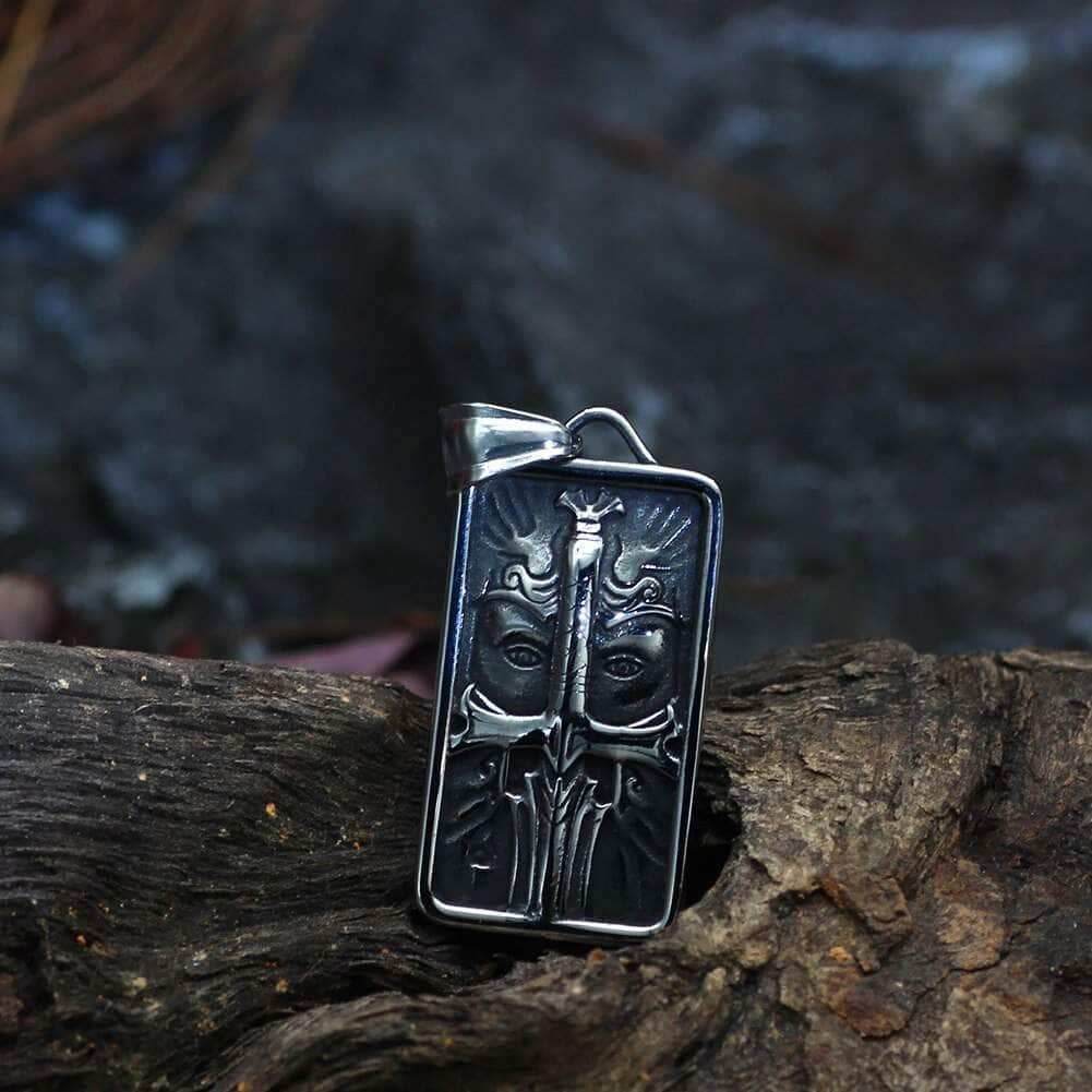 Vikings Odin's Face Stainless Steel Amulet Necklace -