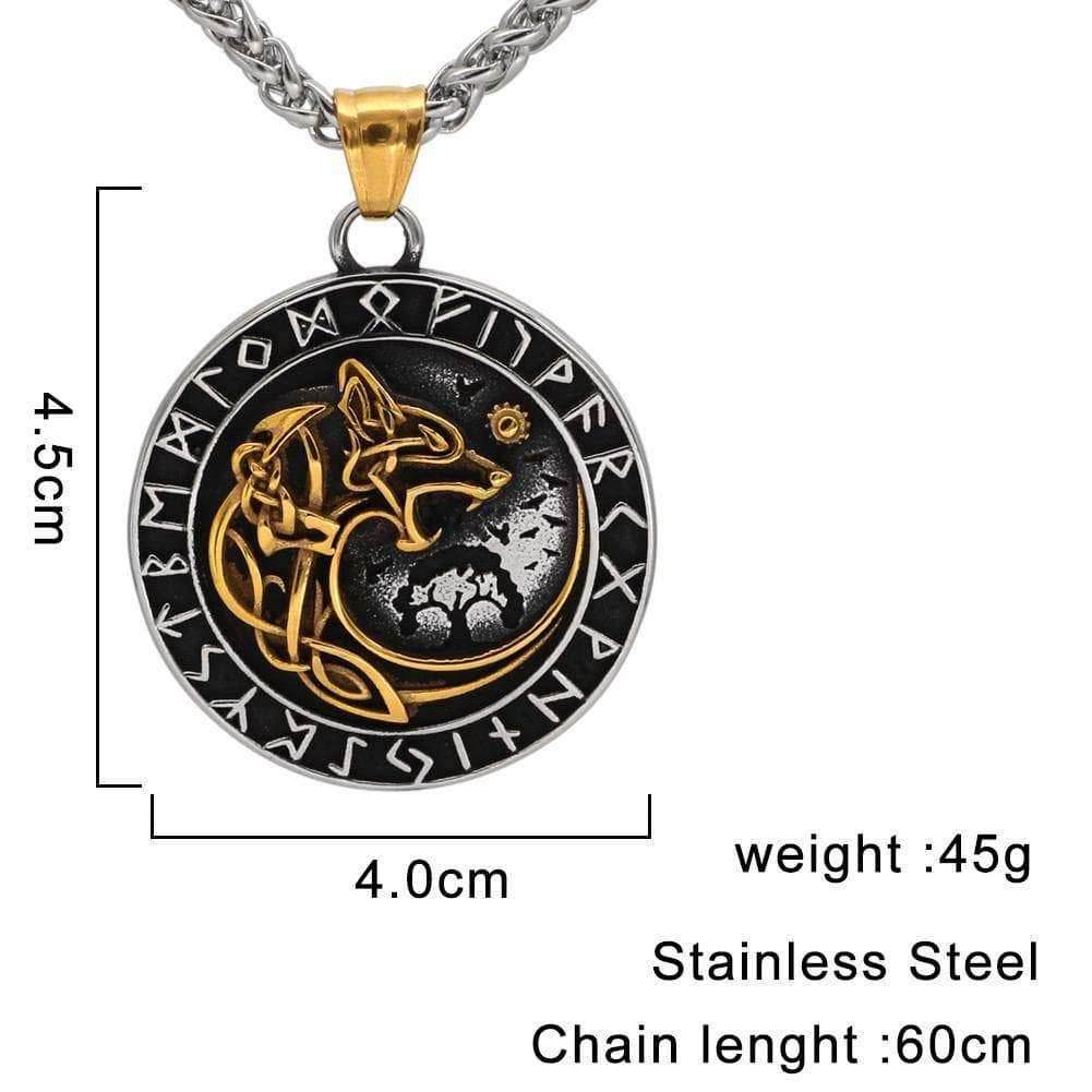 Vikings Fenrir Wolf Runic Necklace -