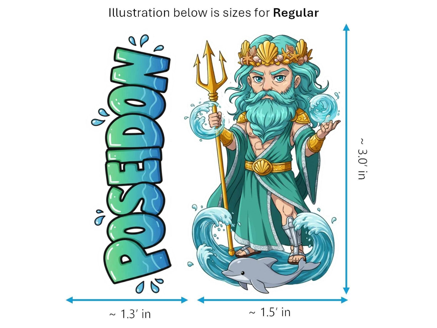 Poseidon Ennosigaios Mythkins™ Vinyl Sticker – Greek God of the Sea and Earthquakes | Waterproof & UV-Proof - Sticker / Regular