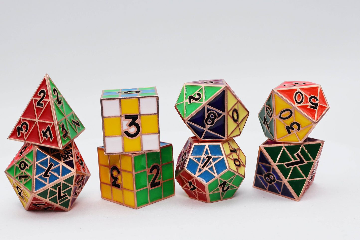 Puzzle Cube: Copper - Metal 8 piece Dice Set -