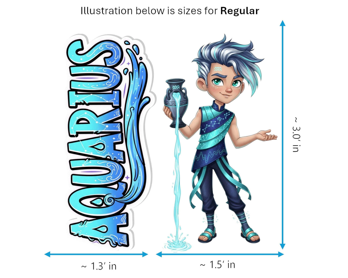 Aquarius Sticker and Magnet - the Water-Bearer Horoskins™ – Zodiac Air Sign | Waterproof & UV-Proof - Sticker / Regular