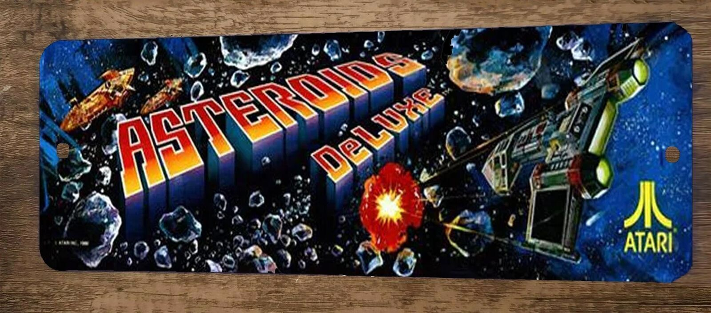 Asteroids Deluxe Arcade 3x12 Metal Wall Video Game Marquee Banner Sign