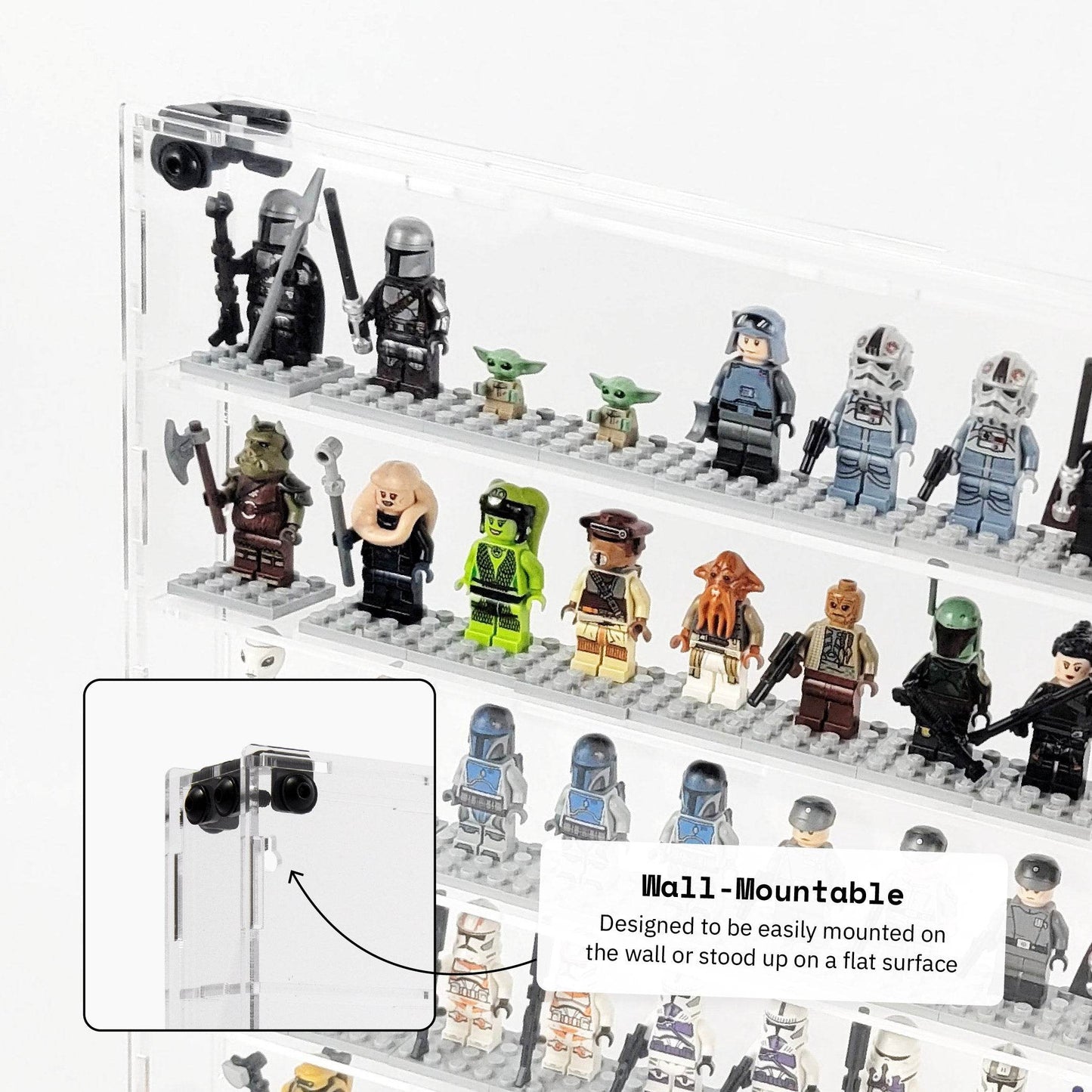 2-Shelf Mini Figure Polybag Display Case - Black / UV Blocking