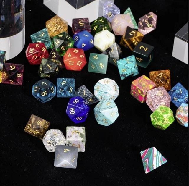 Semi-Precious Dice Bundle (3 Sets + D20) -