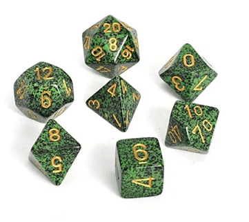 Speckled Polyhedral Golden Recon 7-Die Set -