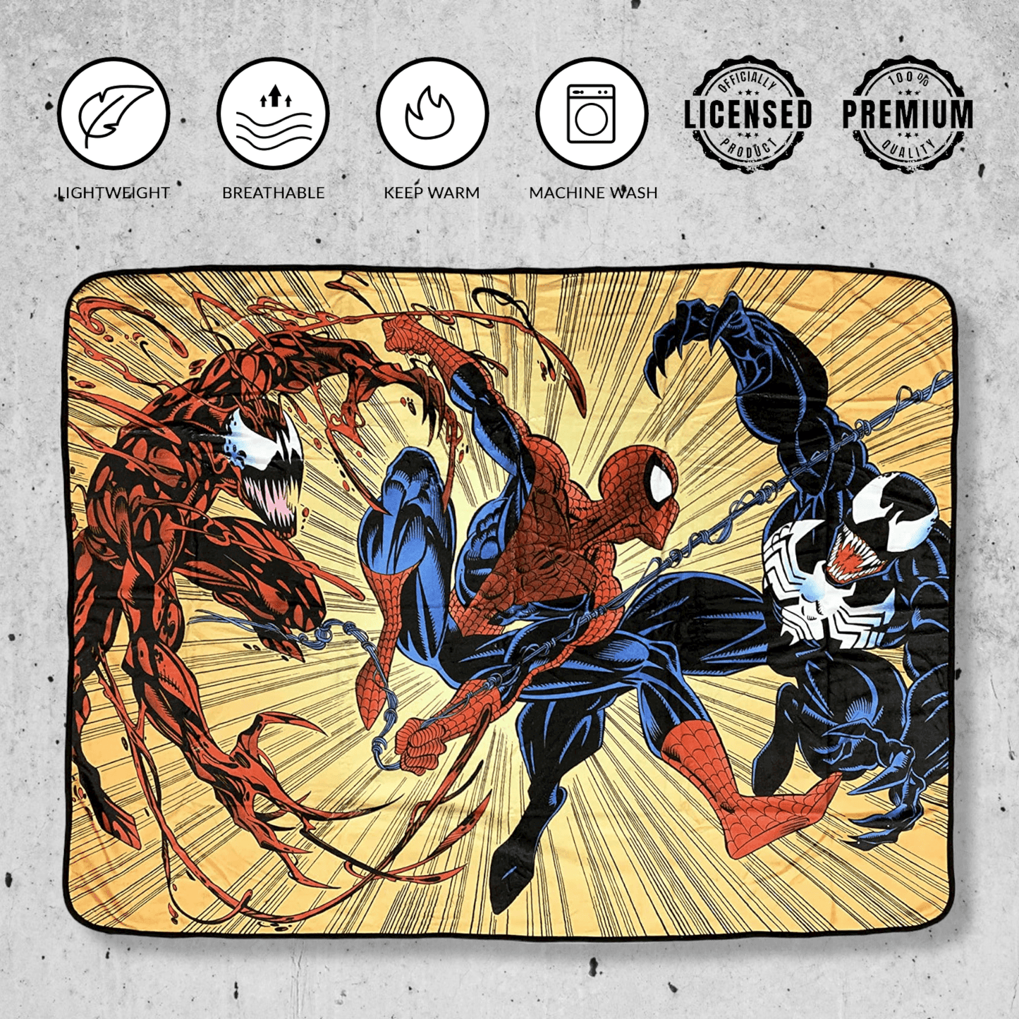 Spider-Man Maximum Carnage And Venom Marvel Fleece Throw Blanket 45in. By 60in. -