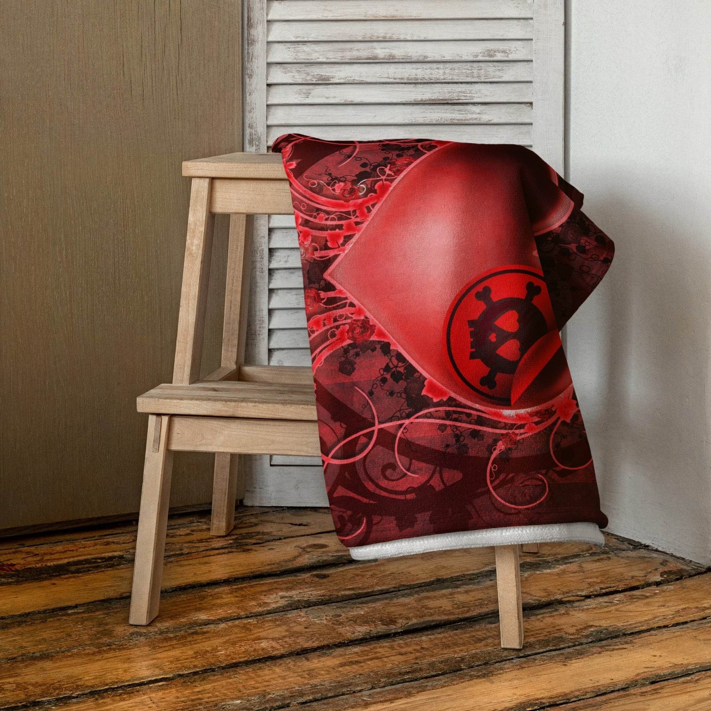 Gothic Skull and Heart Towel -