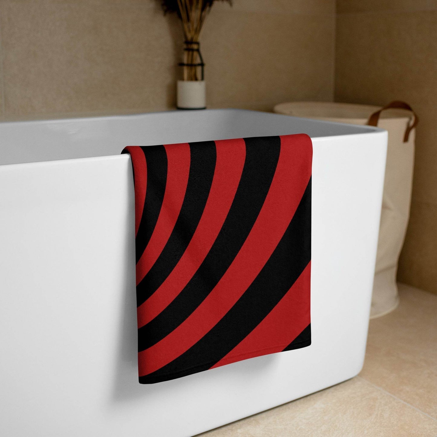 Black and Red Spiral Towel -