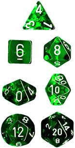 Translucent Poly Green/White 7-Die Set (revised) -