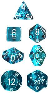 Translucent Poly Teal/White 7-Die Set (revised) -