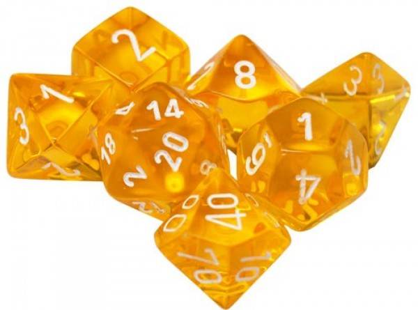 Translucent Poly Yellow/White 7-Die Set -