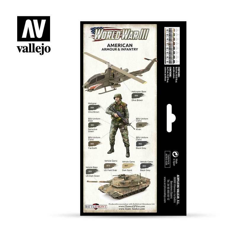 Model Color: WWIII Paint Set - American Armour & Infantry -