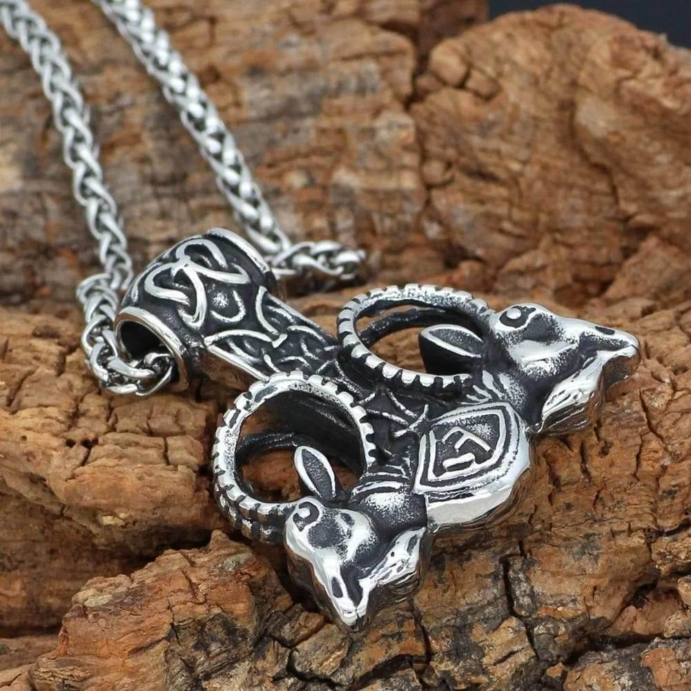 Vikings Thor's Rams Stainless Steel Pendant Necklace -