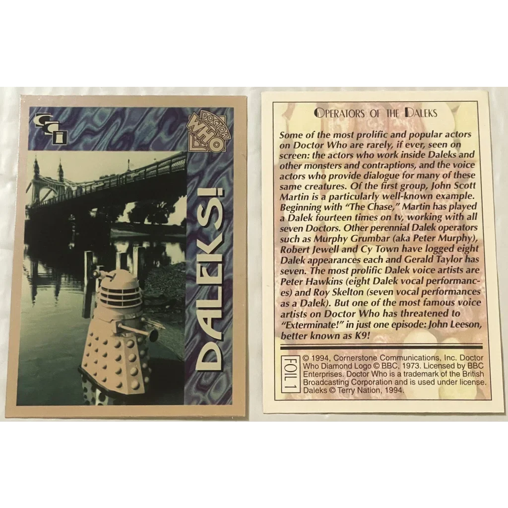 🛸 Vintage 1994 Doctor Who Daleks Foil Trading Card — Card 1 of 6