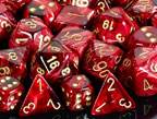 Vortex Dice Polyhedral Burgundy/Gold 7-Die Set -