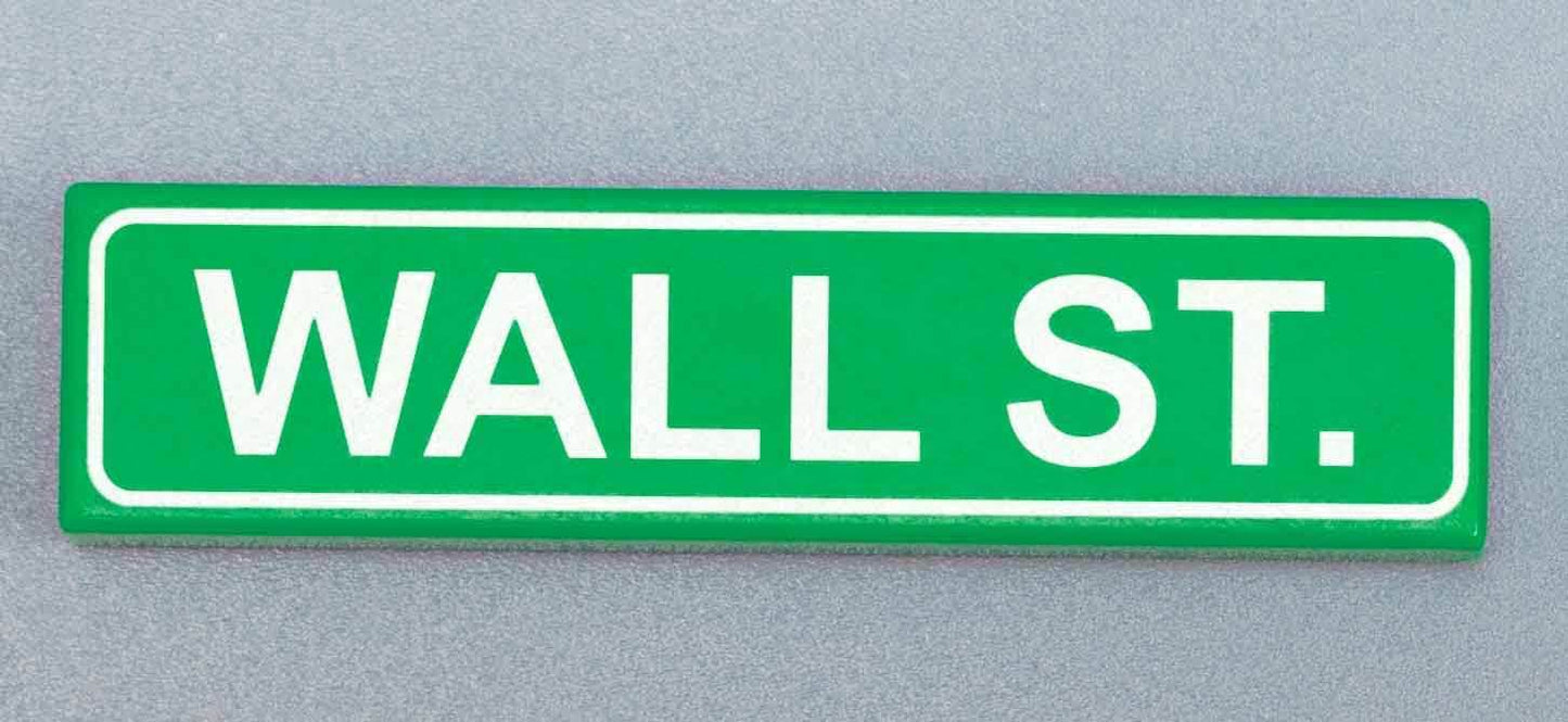 Wall St. (Street Signage) - Custom Part (1x4 Tile) -