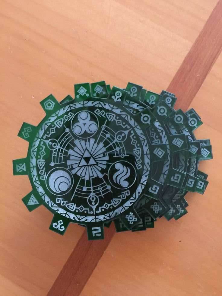 Legend of Zelda Gate of Time Green Acrylic Laser Cut Coasters Set of Six -