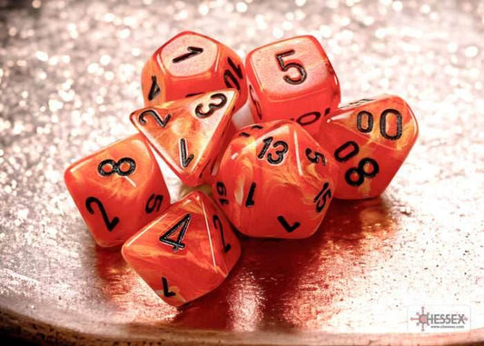 Vortex Orange/black Mini-Polyhedral 7-Die Set (Mini Poly Release 3) - 