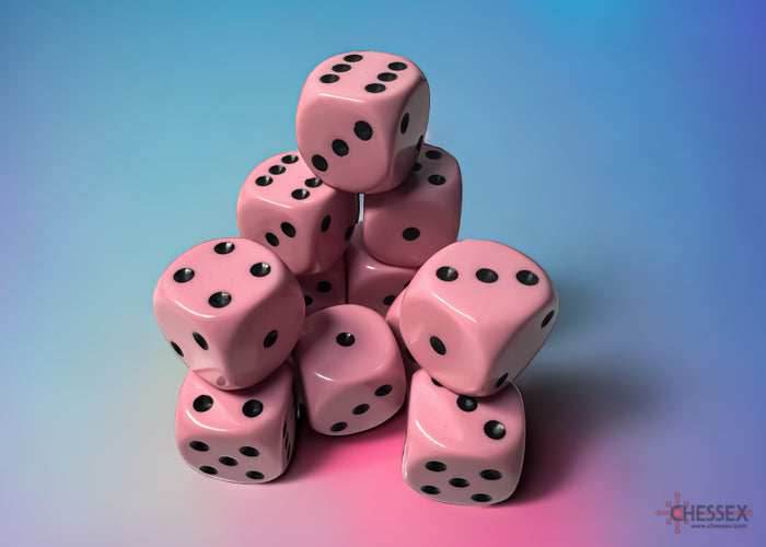 Opaque Pastel Pink/back | 7-Dice, 16mm, 12mm, d10s by Chessex - 7-Dice Set