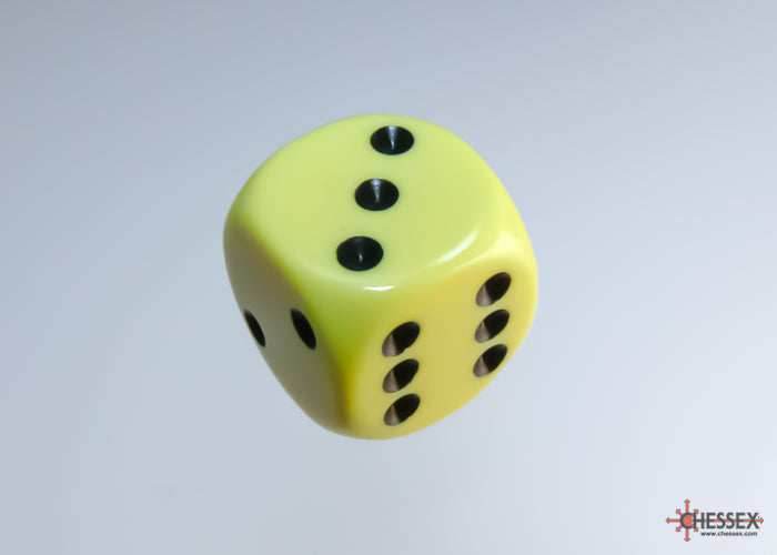 Chessex Opaque 16mm Pipped d6 Standard Dice Collection - Classic Colors - Available Individually - Pastel Yellow