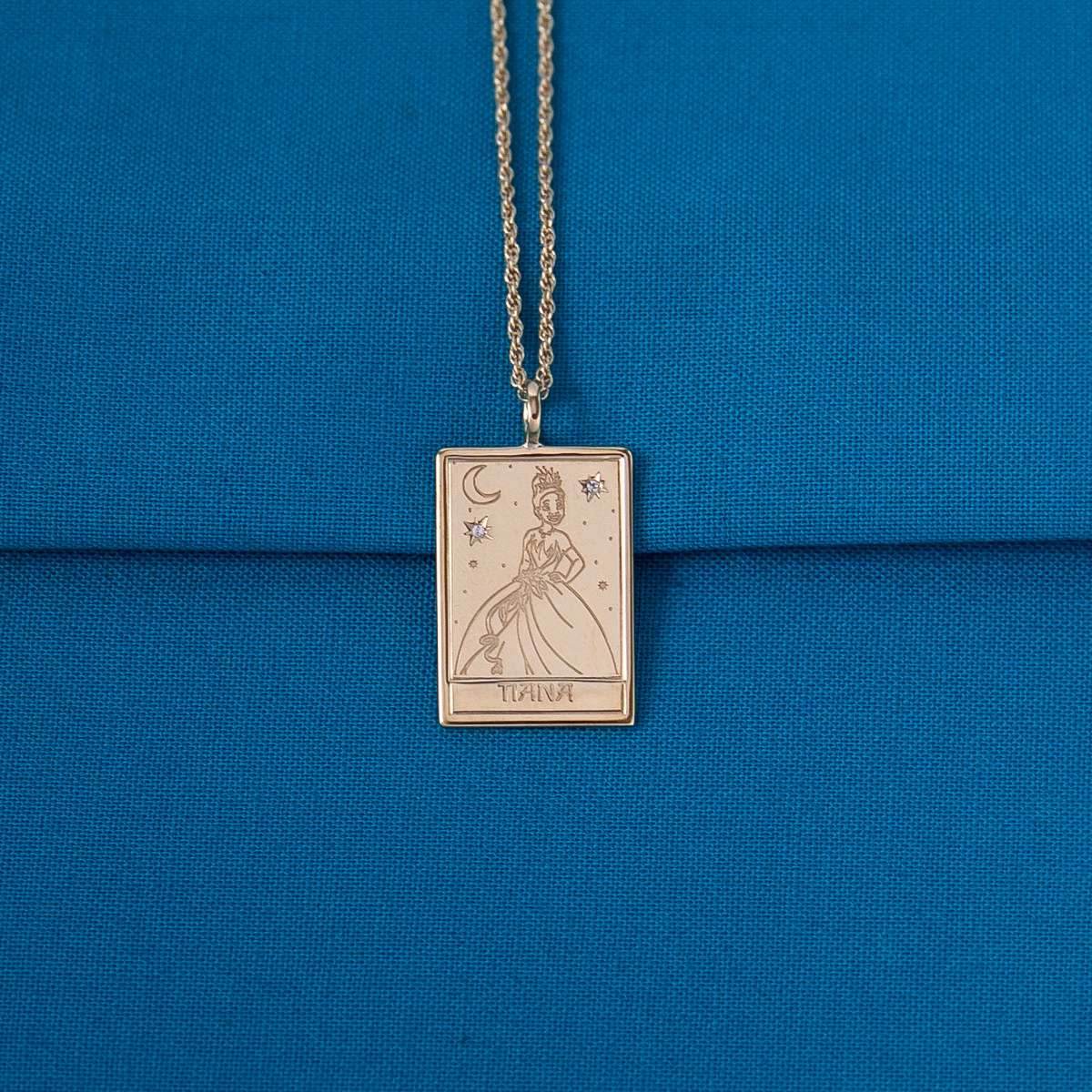 Disney X RockLove THE PRINCESS AND THE FROG Tiana Tablet Necklace - Sterling Silver