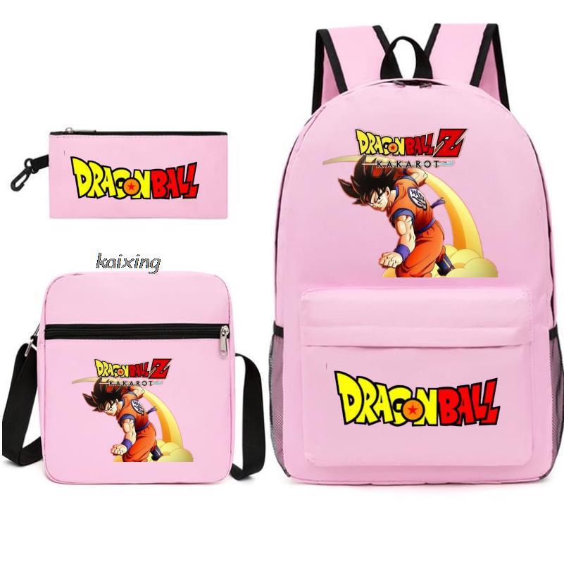 Dragon Ball Backpack Student Shoulder Bag Travel Bag 3-Piece Set