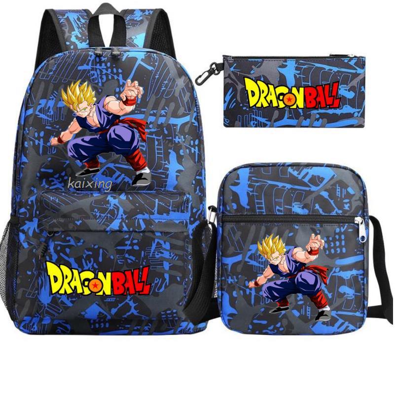 Dragon Ball Backpack Student Shoulder Bag Travel Bag 3-Piece Set