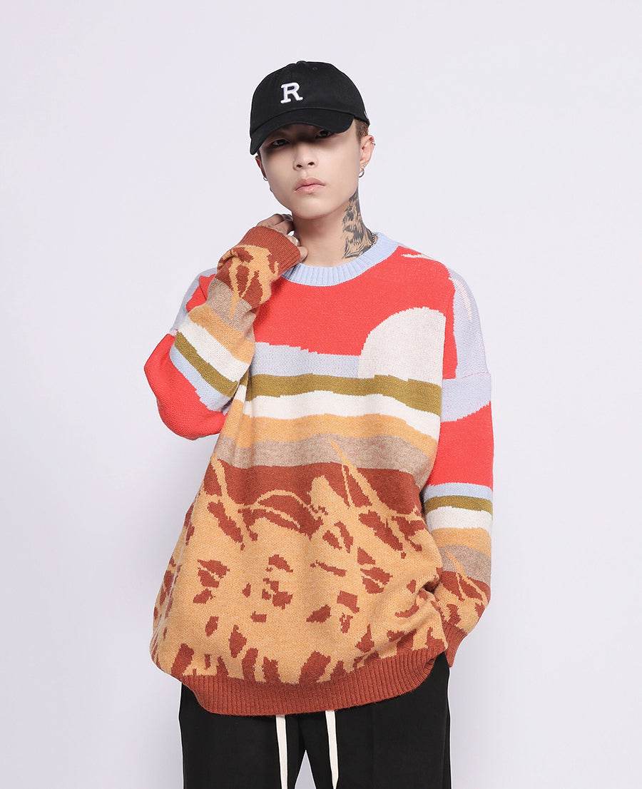 Farmland Artwork Knit Sweater - M