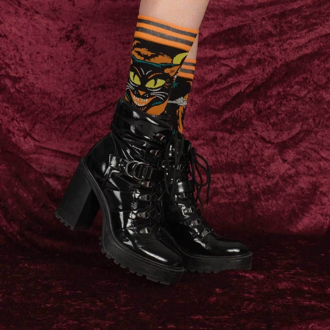 Vintage Black Cat Crew Socks - 