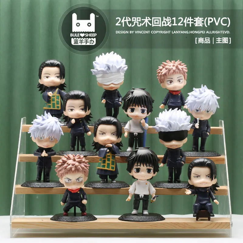 12Pcs/set Cute Jujutsu Kaisen Anime Figurines, Kawaii JJK Figures Toys Collections