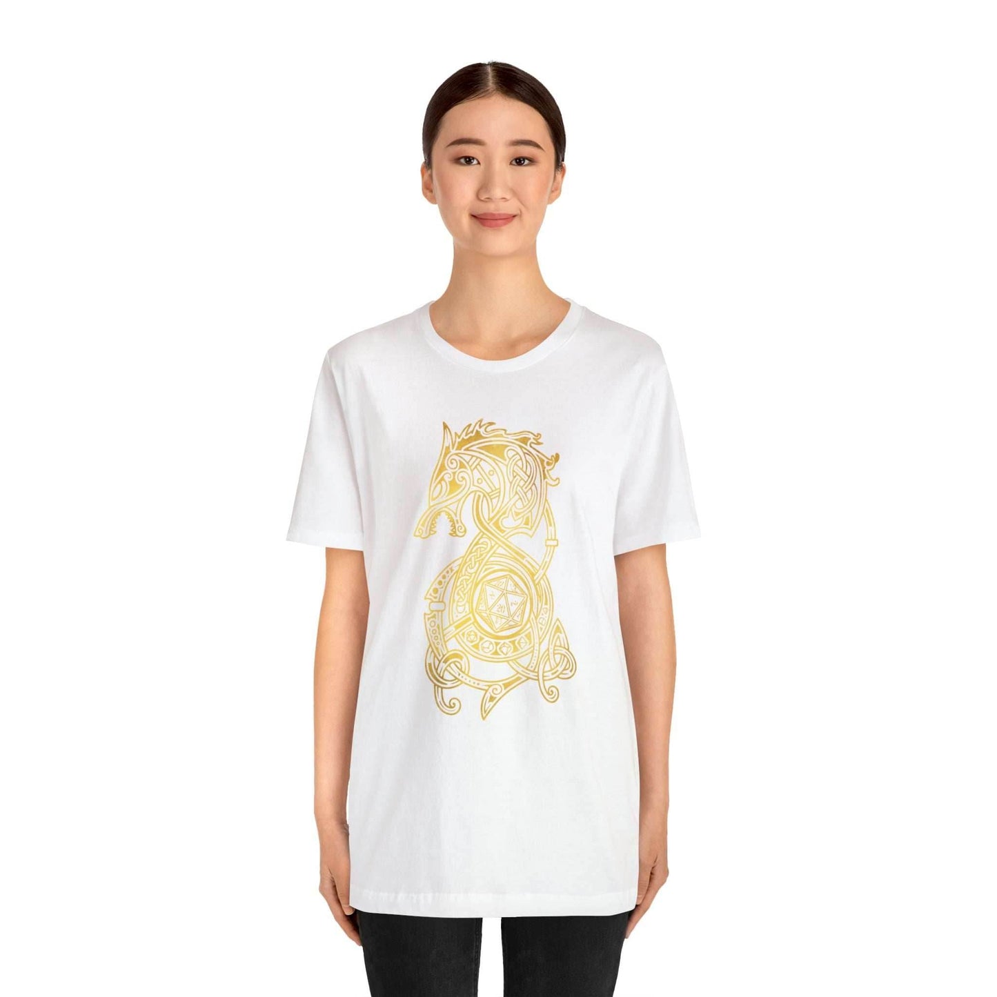 Golden Celtic Dice Dragon Shirt - Army / S