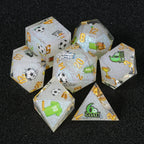 Football-Themed Resin Polyhedral D&D Dice Set+ Gold Lettering