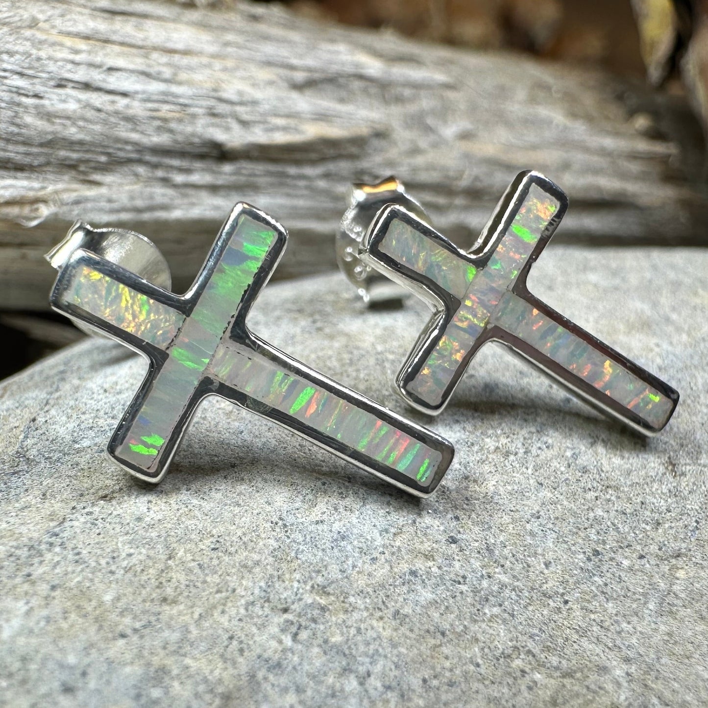 Serene Soul Opal Cross Earrings