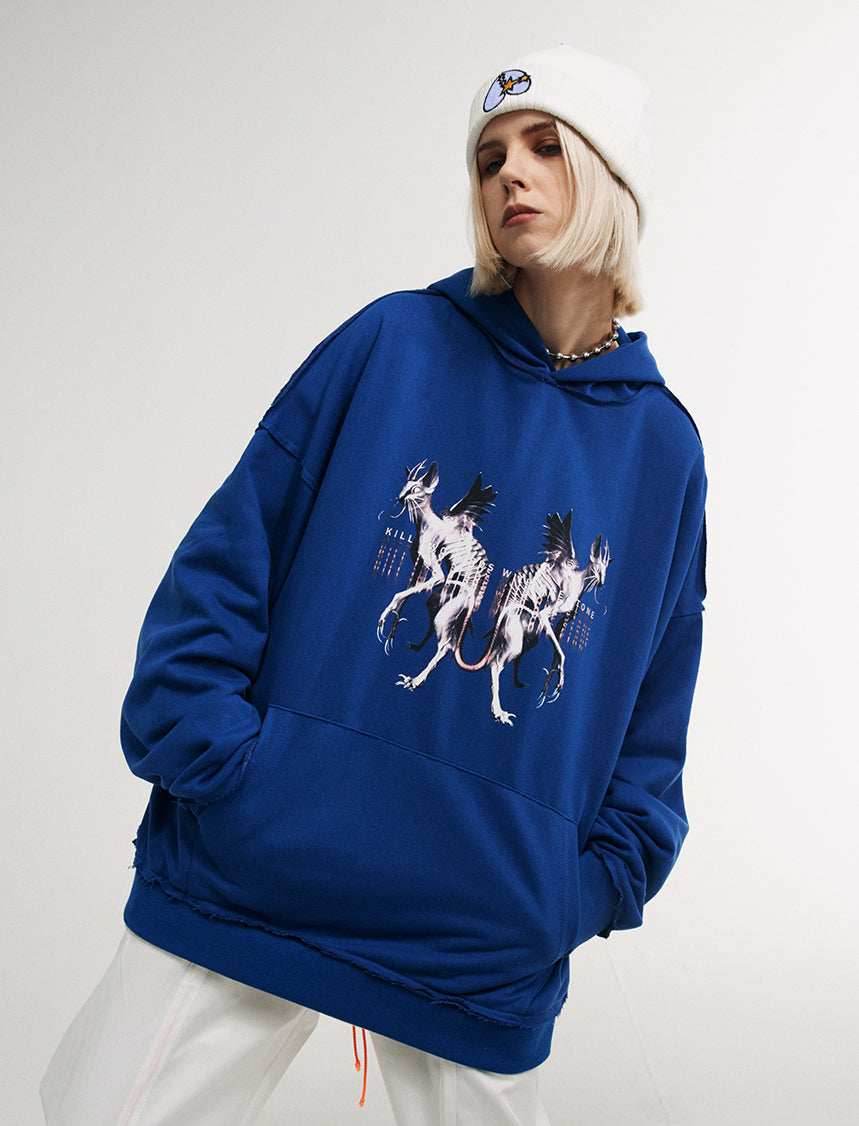 Flying Devil Cats Hoodie - Blue / S