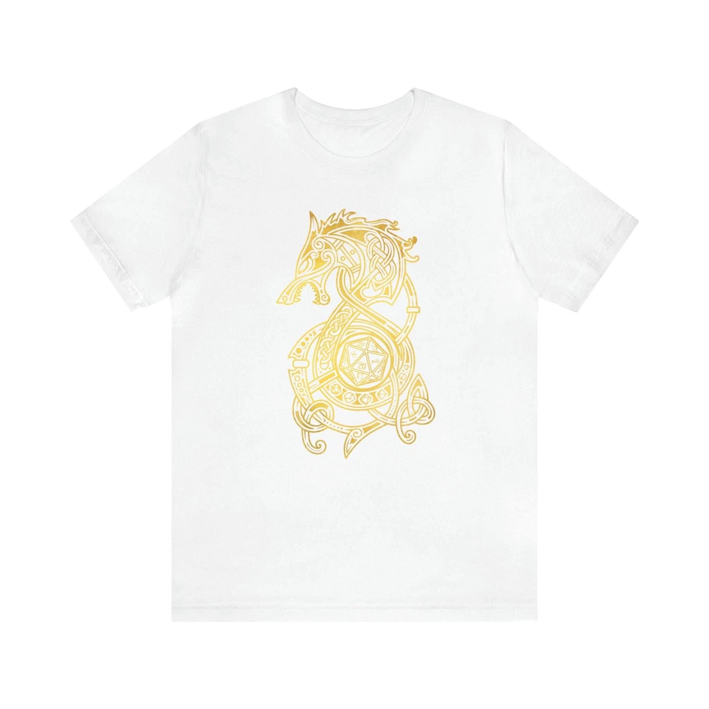 Golden Celtic Dice Dragon Shirt - White / S