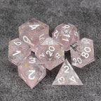 Fireworks Pink Glitter Transparent Resin DND Dice Set