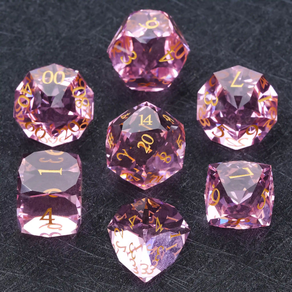 Bear Dice DND Multi-Sided Engraved Glass Gemstone Dice Set
