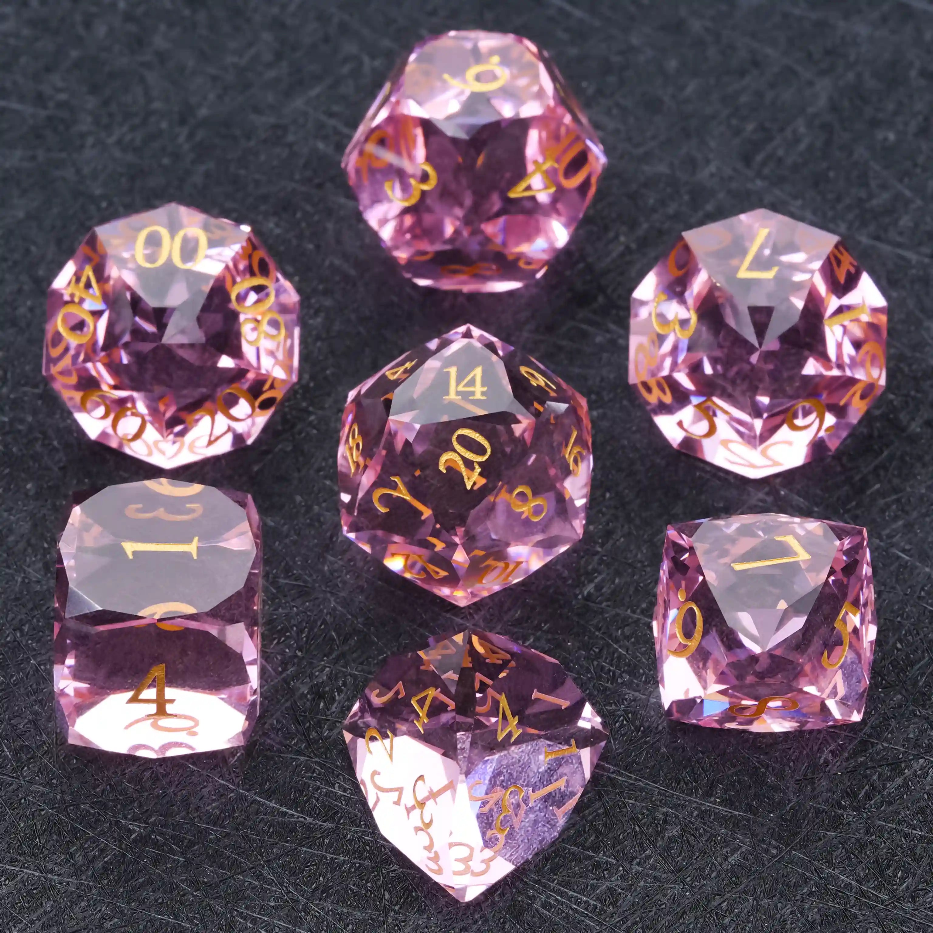 Bear Dice DND Multi-Sided Engraved Glass Gemstone Dice Set