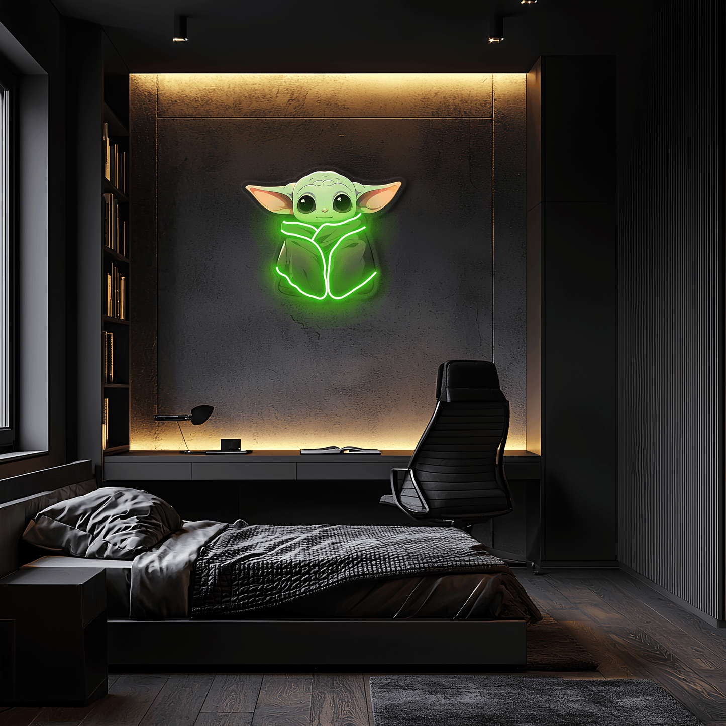 Yoda Neon Sign, Uv Print Neon, Start Wars Wall Decor, Yoda Uv Print Neon Sign