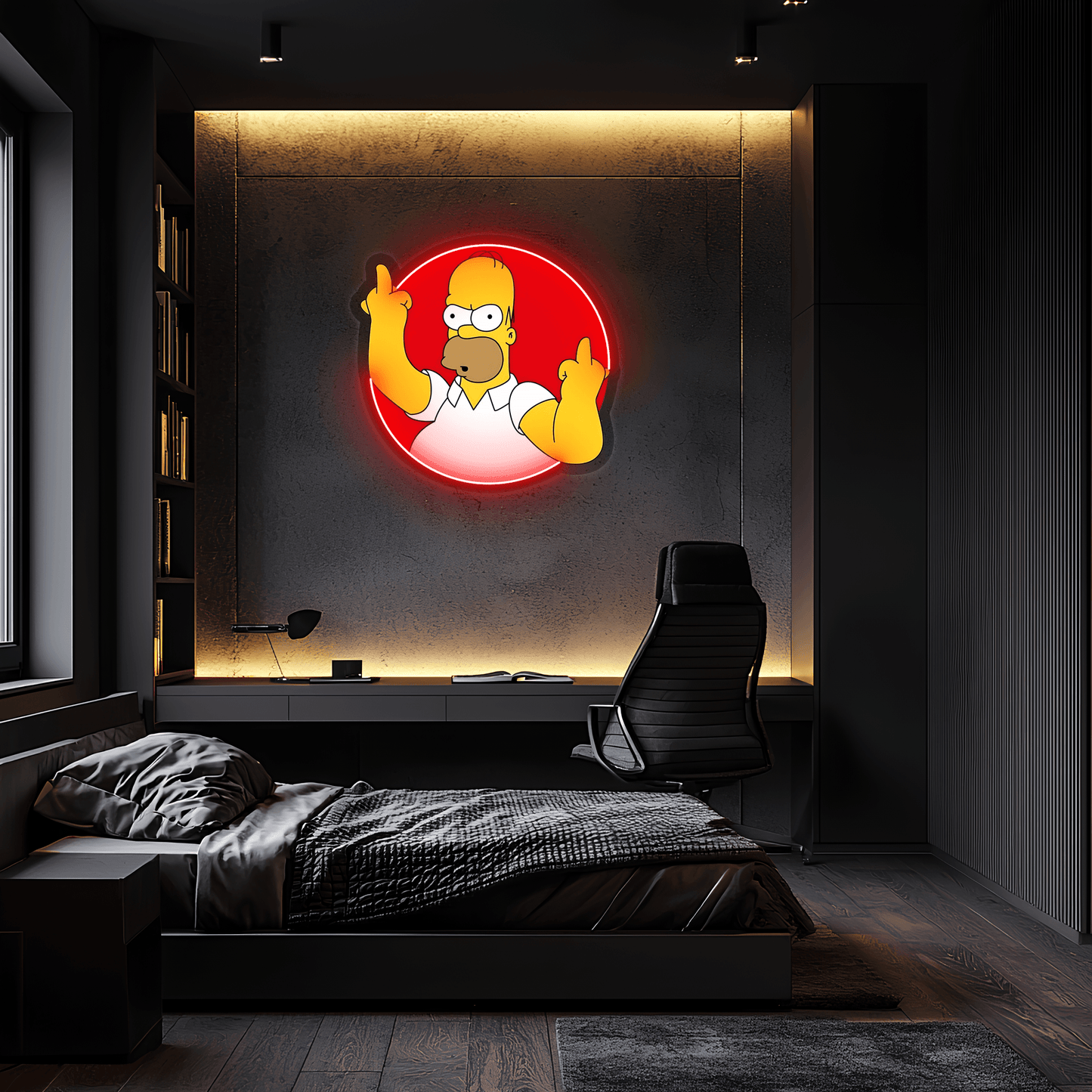 Homer Simpson Neon Sign, Simpson Neon Decor, Uv Print Neon Sign, Home Decor