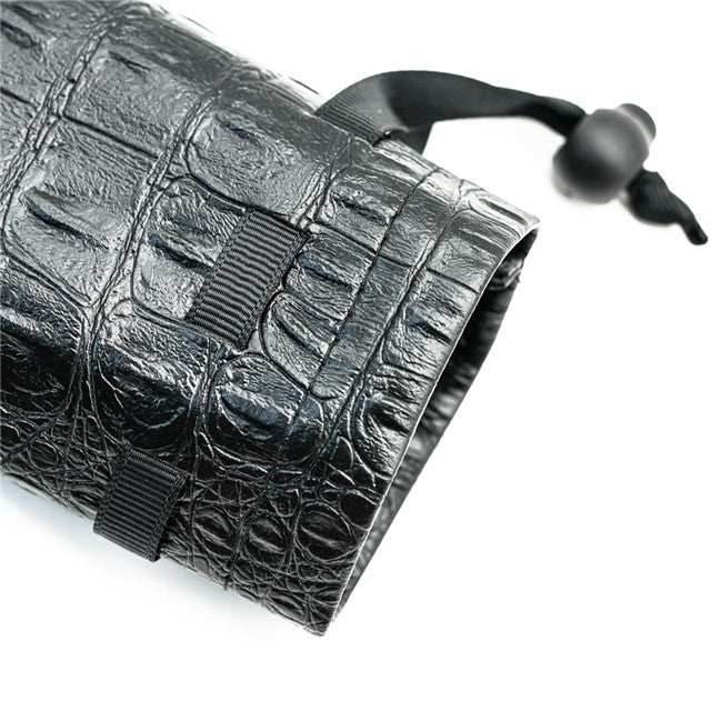 Leather Dice Bag with Skull sporting d20 Tattoo - 