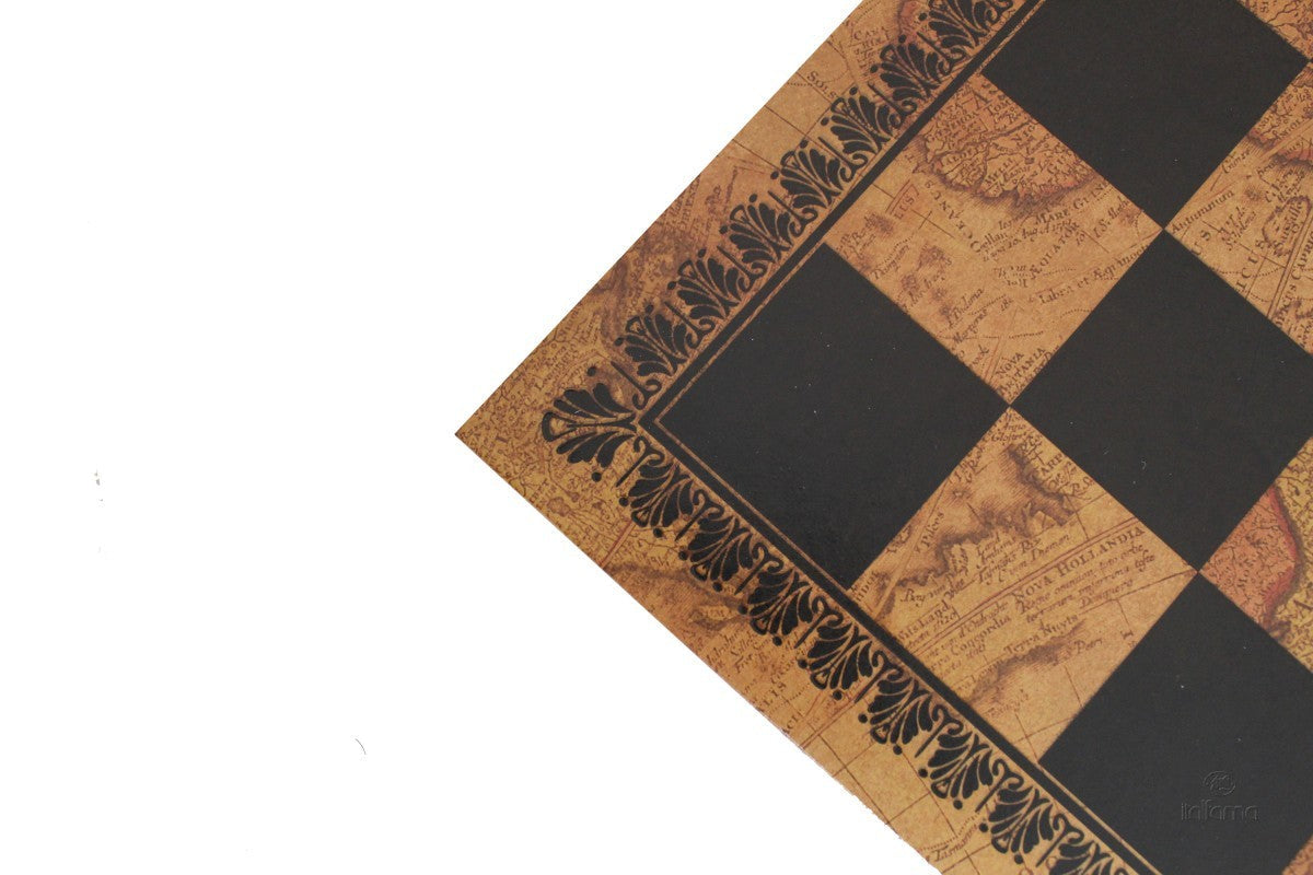 Chess Board - Faux Leather - Old Map Design