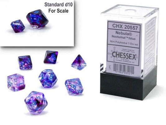 Nebula® Mini-Polyhedral Nocturnal™/blue Luminary™ 7-Die Set (Mini Poly Release 1) - 