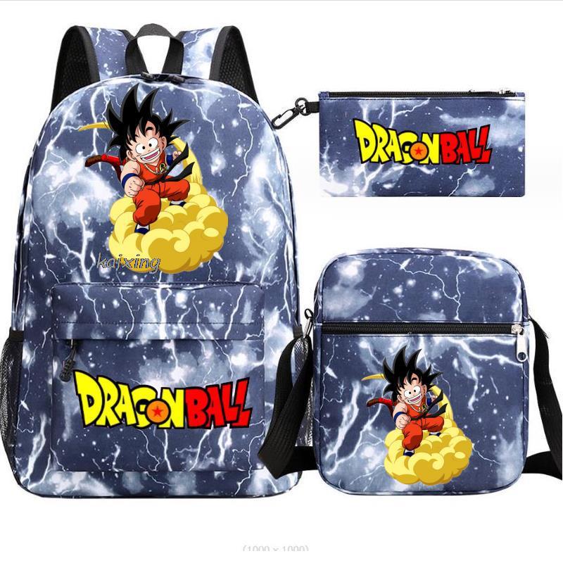 Dragon Ball Backpack Student Shoulder Bag Travel Bag 3-Piece Set