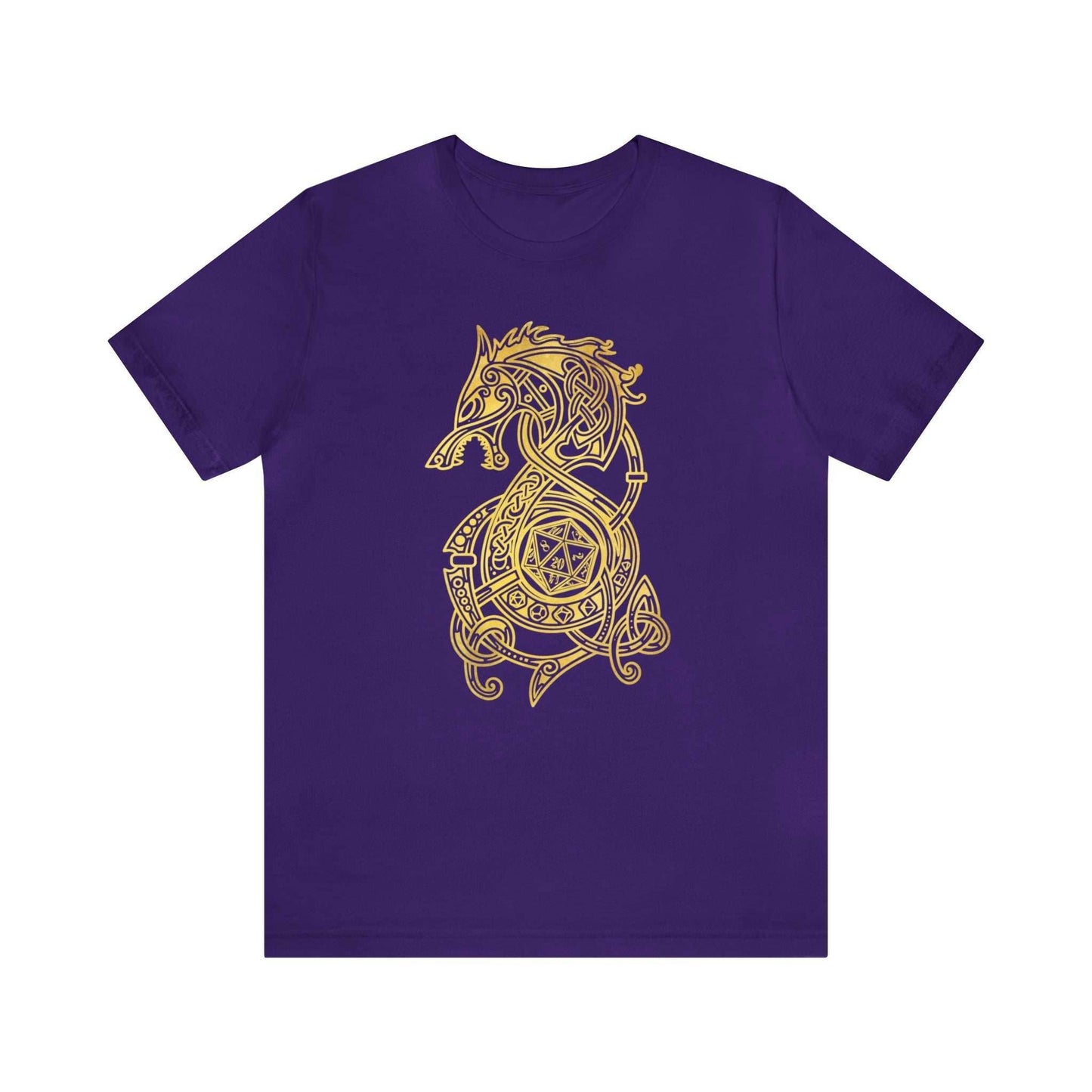 Golden Celtic Dice Dragon Shirt - Team Purple / S